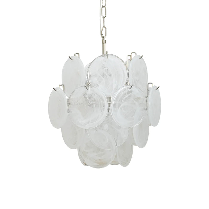 Vintage Murano White Glass Disks Chandelier-DWHOME