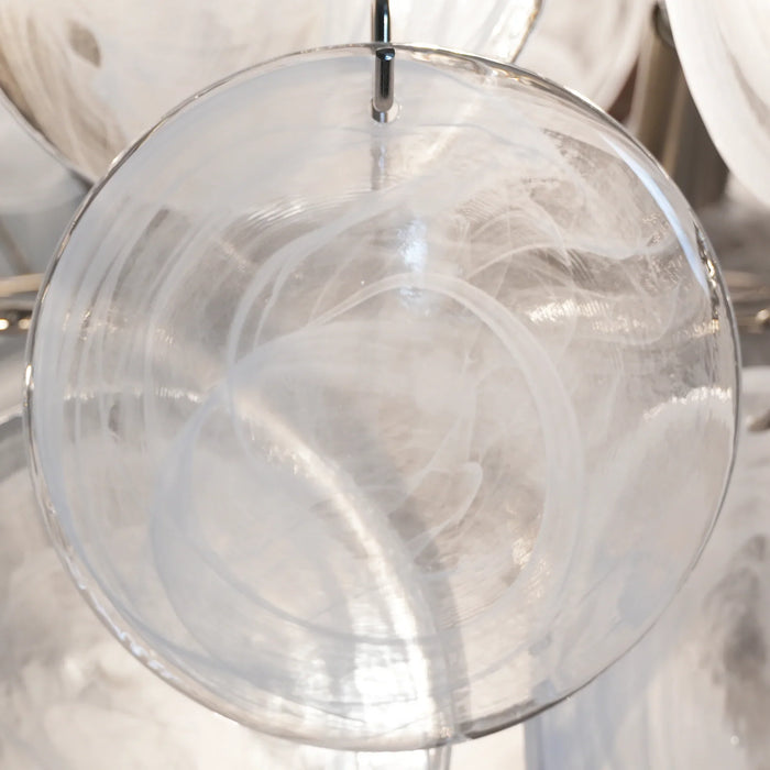Vintage Murano White Glass Disks Chandelier-DWHOME