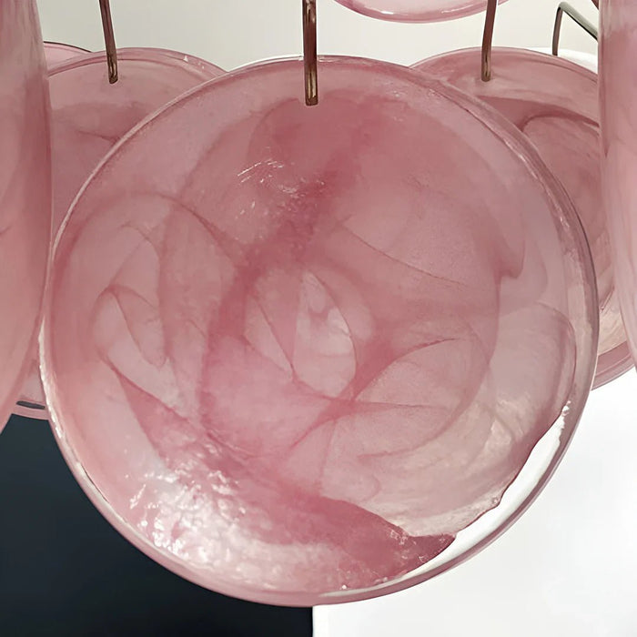 Vintage Murano Pink Disks Chandelier-DWHOME