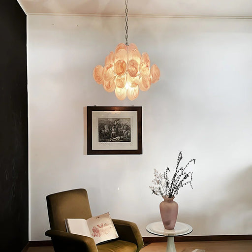 Vintage Murano Pink Disks Chandelier-DWHOME