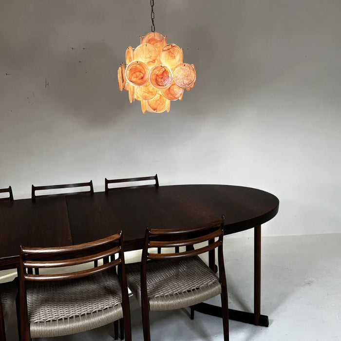Vintage Murano Pink Disks Chandelier-DWHOME
