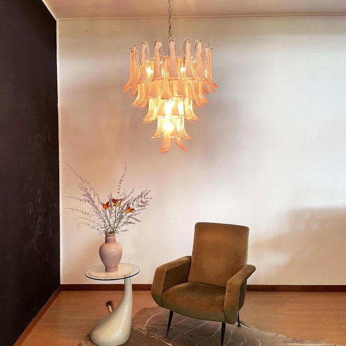 Vintage Pink Murano Glass Petals Chandelier-DWHOME