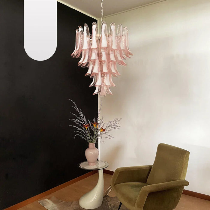 Vintage Pink Murano Glass Petals Chandelier-DWHOME