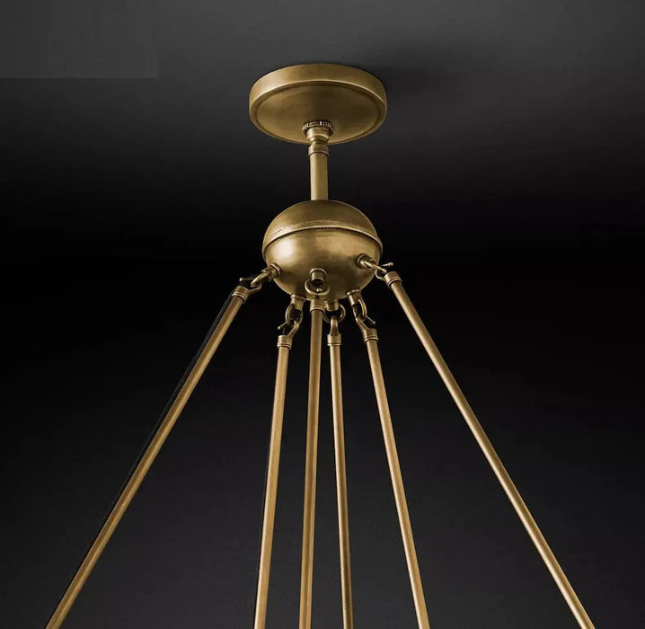 Vintage Round 3 Tier Metal Axis Pendant Chandelier.