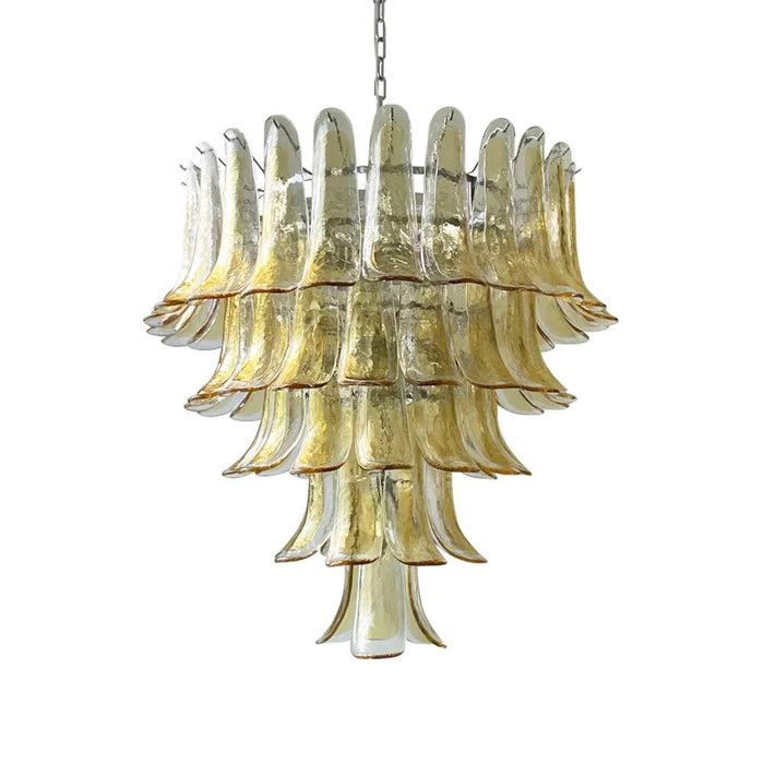 Vintage Transparent Amber Murano Petals Chandelier-DWHOME