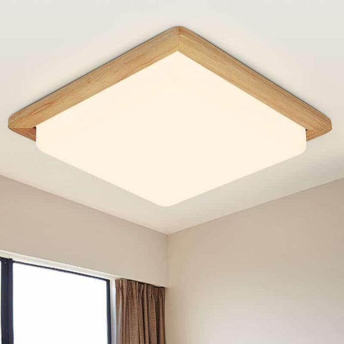 WALBRIDGE Wooden Square Ceiling Lamp.