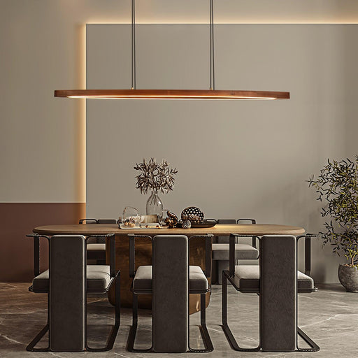 Walnut Arc Linear Pendant Lamp.