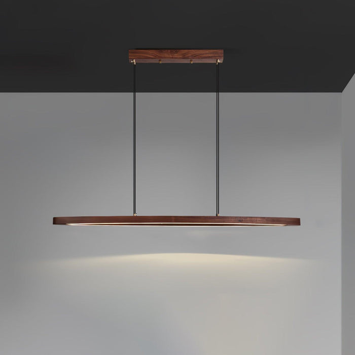 Walnut Arc Linear Pendant Lamp.