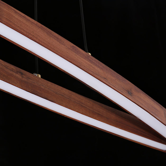 Walnut Arc Linear Pendant Lamp.