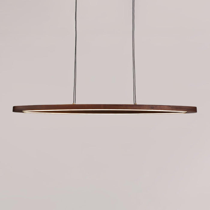 Walnut Arc Linear Pendant Lamp.