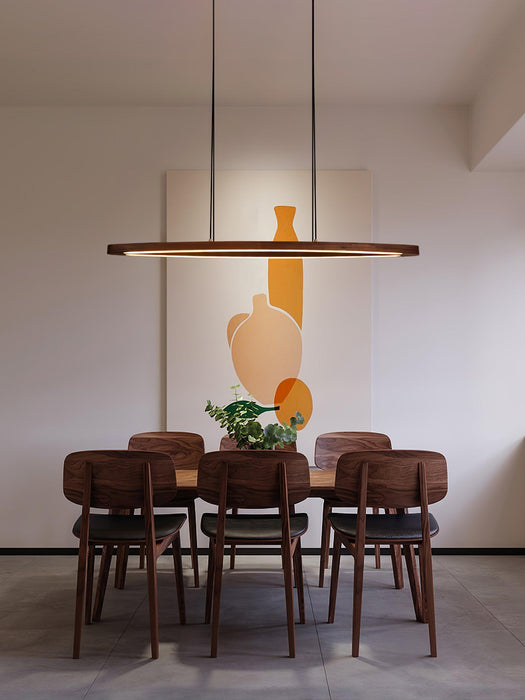 Walnut Arc Linear Pendant Lamp.