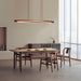 Walnut Arc Linear Pendant Lamp.