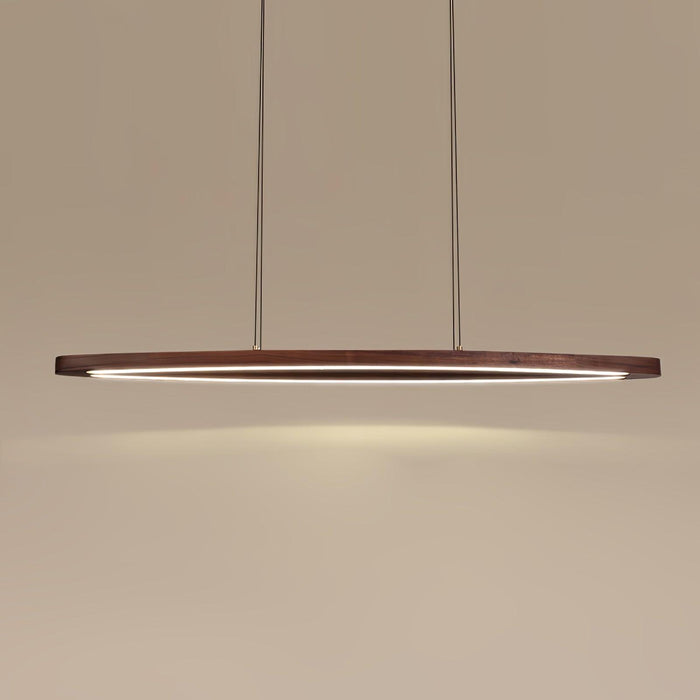 Walnut Arc Linear Pendant Lamp.