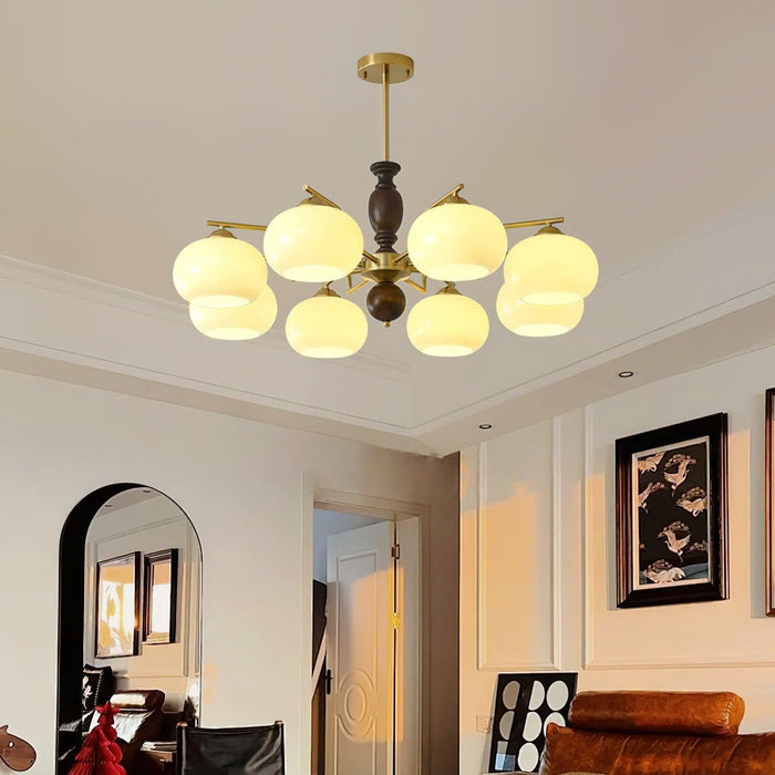 Walnut Beige Orb Chandelier-DWHOME