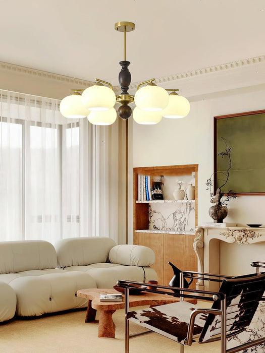 Walnut Beige Orb Chandelier-DWHOME