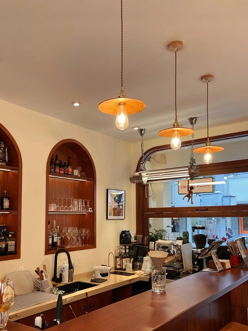 Walnut Conical Pendant Light-DWHOME