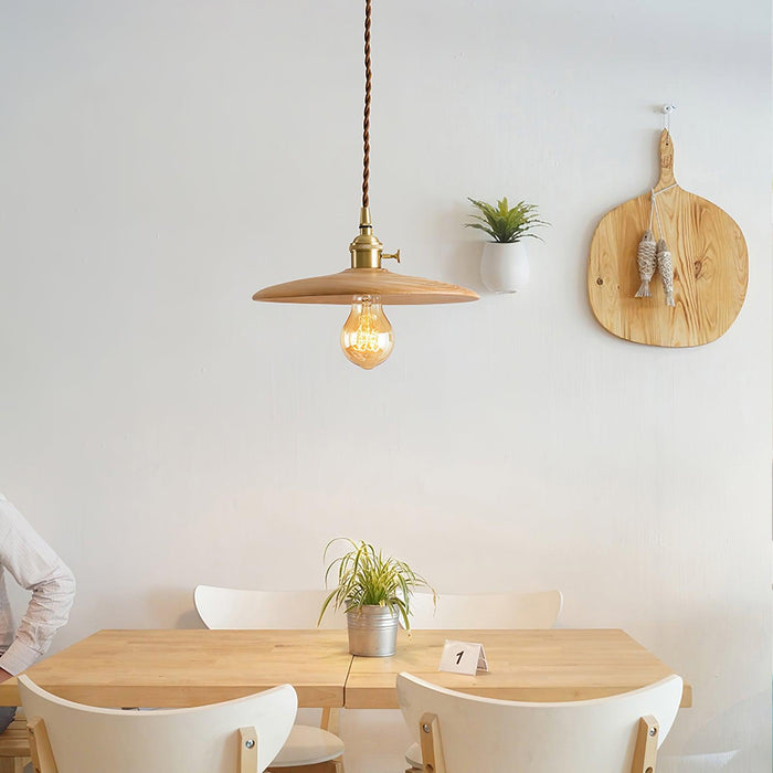 Walnut Conical Pendant Light.