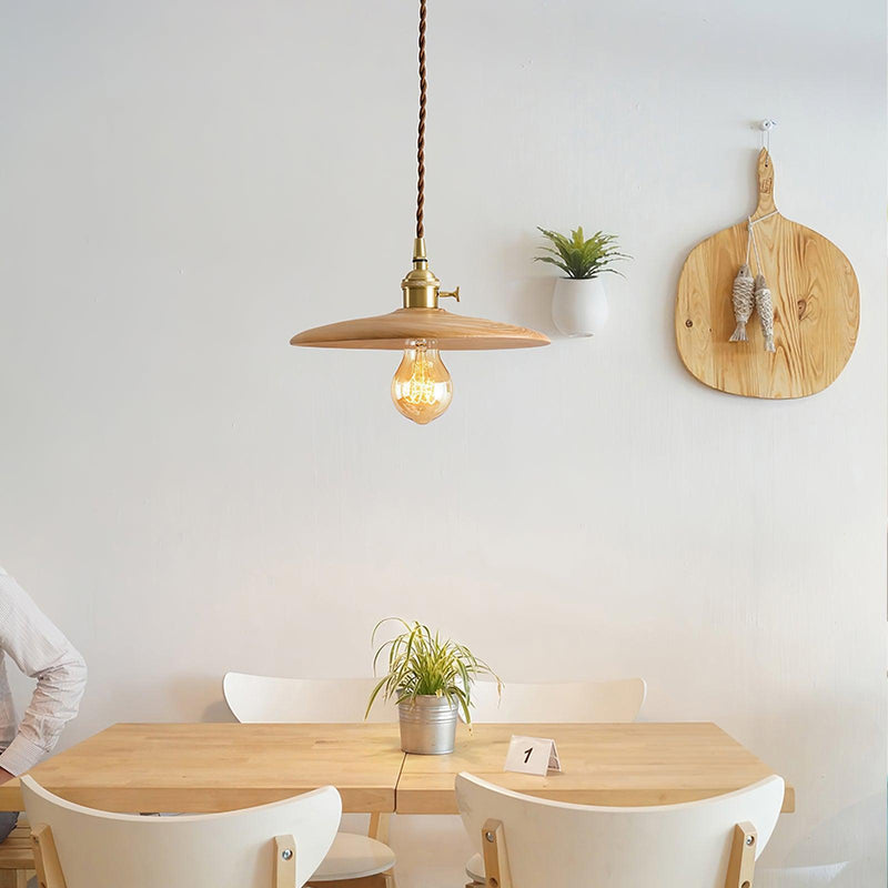 Walnut Conical Pendant Light-DWHOME