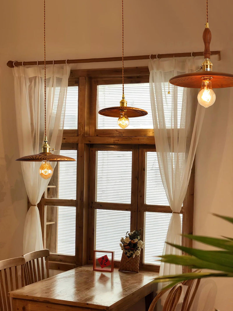 Walnut Conical Pendant Light-DWHOME