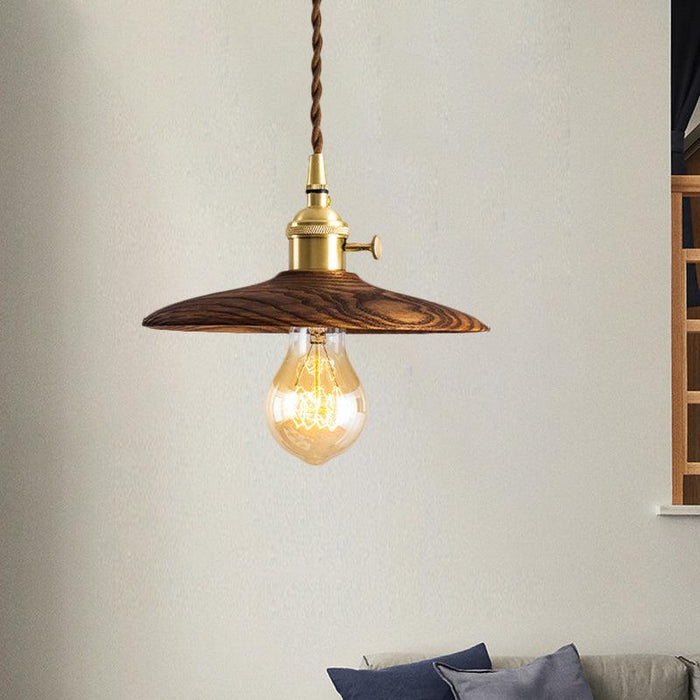 Walnut Conical Pendant Light.