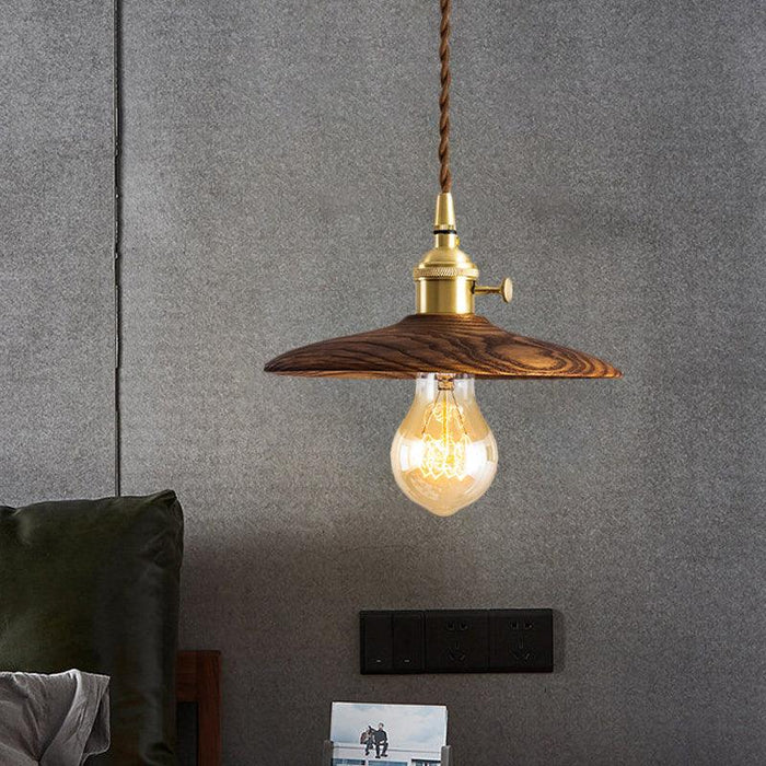 Walnut Conical Pendant Light.