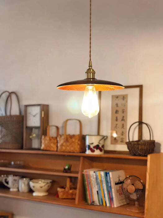 Walnut Conical Pendant Light.