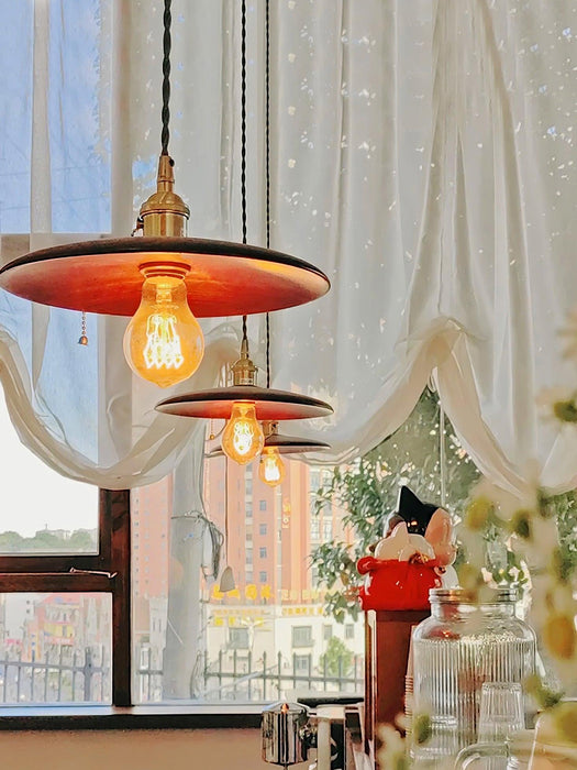 Walnut Conical Pendant Light.