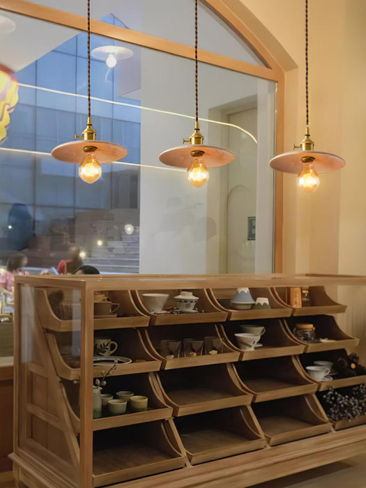 Walnut Conical Pendant Light.