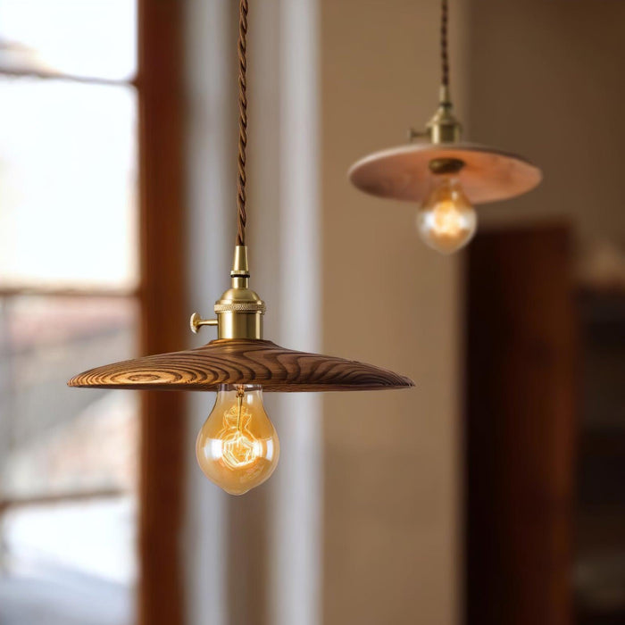 Walnut Conical Pendant Light-DWHOME