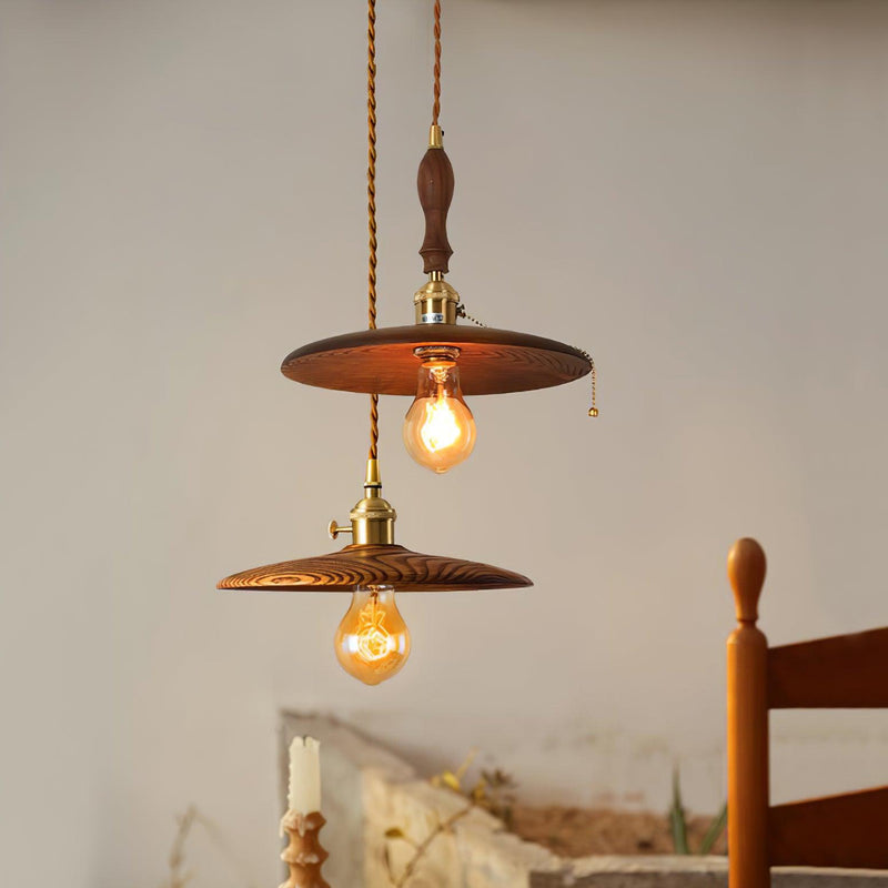 Walnut Conical Pendant Light-DWHOME