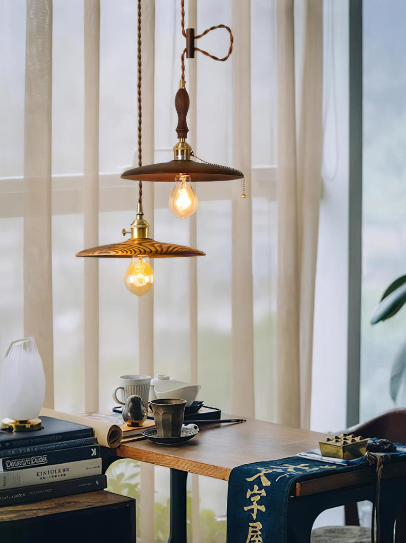 Walnut Conical Pendant Light-DWHOME