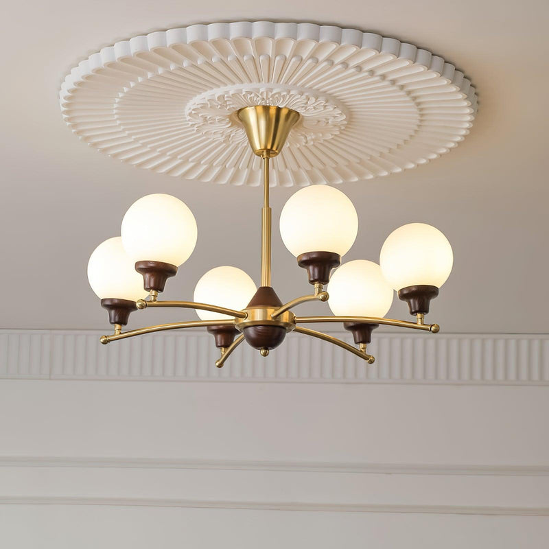 Walnut Glass Ball Chandelier-DWHOME