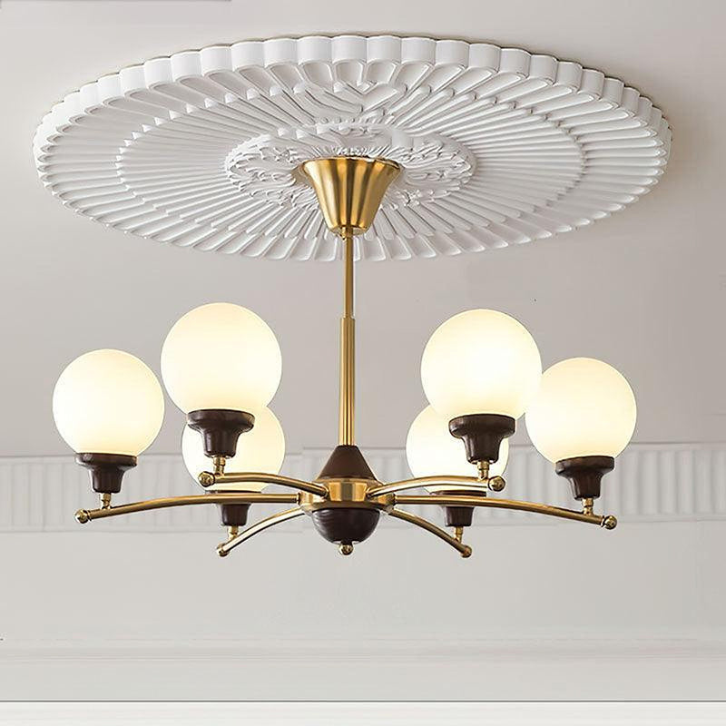 Walnut Glass Ball Chandelier-DWHOME