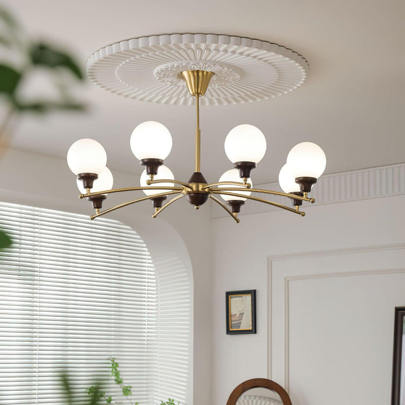 Walnut Glass Ball Chandelier-DWHOME