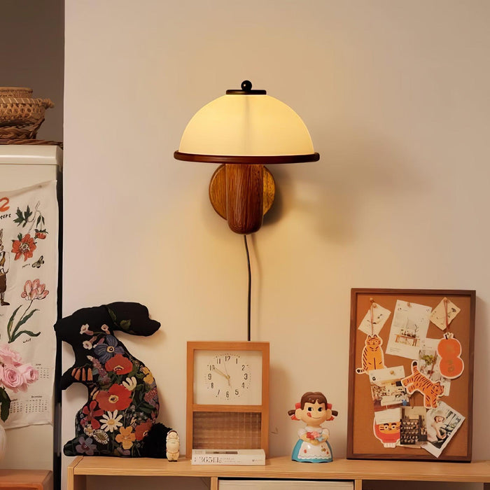 Mushroom Wood Wall Lamp-DWHOME