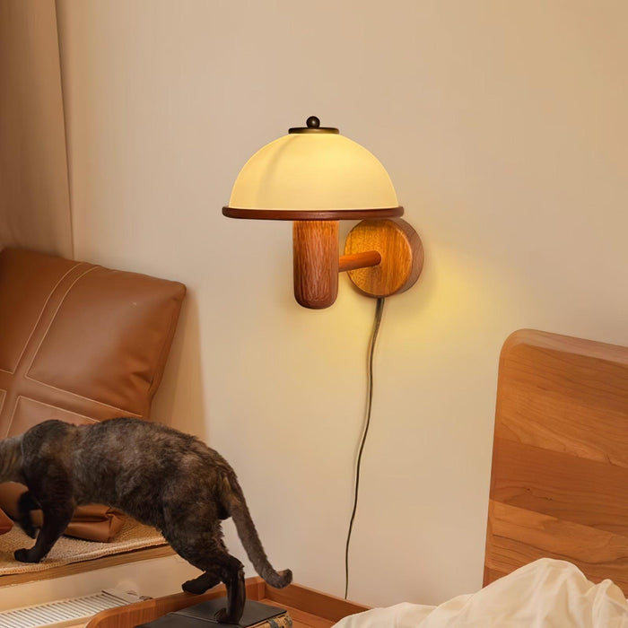 Mushroom Wood Wall Lamp-DWHOME