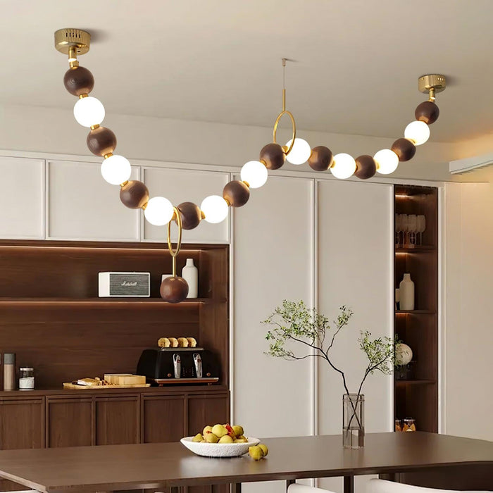 Walnut Bead Necklace Chandelier-DWHOME