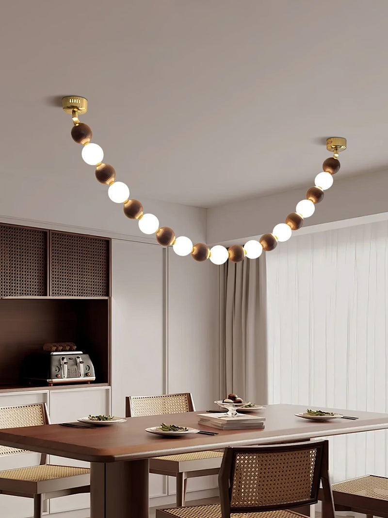 Walnut Bead Necklace Chandelier-DWHOME
