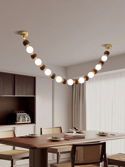 Walnut Bead Necklace Chandelier-DWHOME