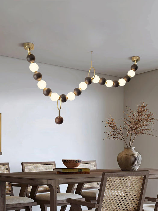 Walnut Bead Necklace Chandelier-DWHOME