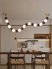 Walnut Bead Necklace Chandelier-DWHOME