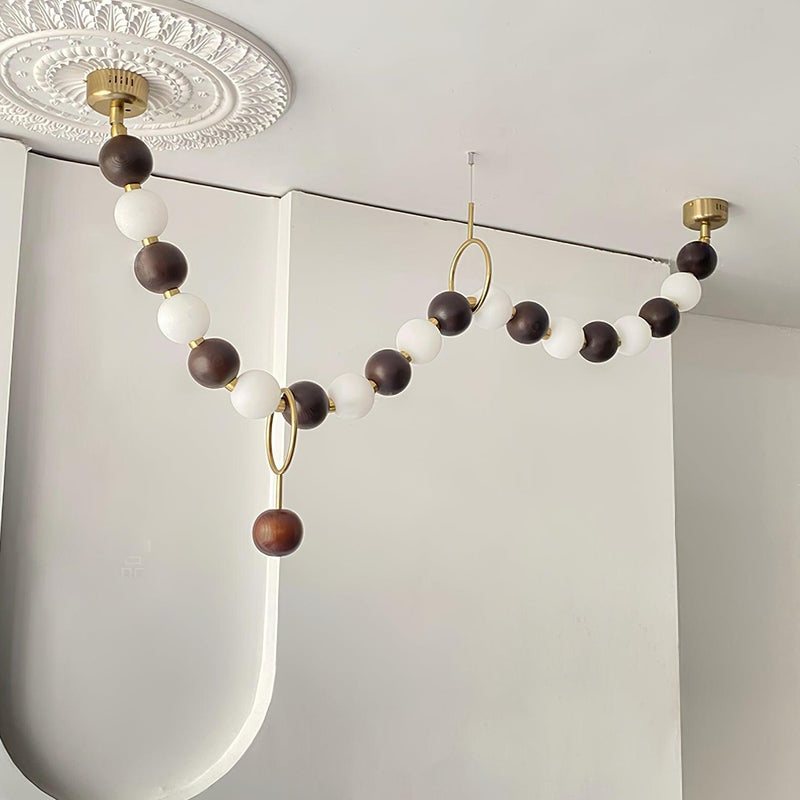 Walnut Bead Necklace Chandelier-DWHOME