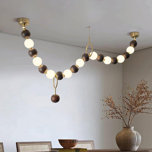 Walnut Bead Necklace Chandelier-DWHOME