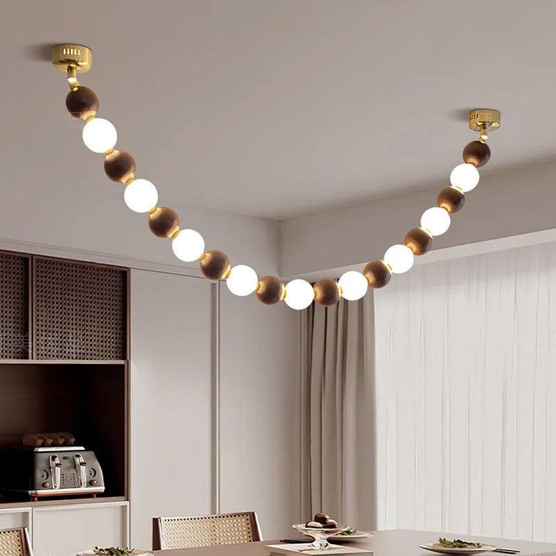 Walnut Bead Necklace Chandelier-DWHOME
