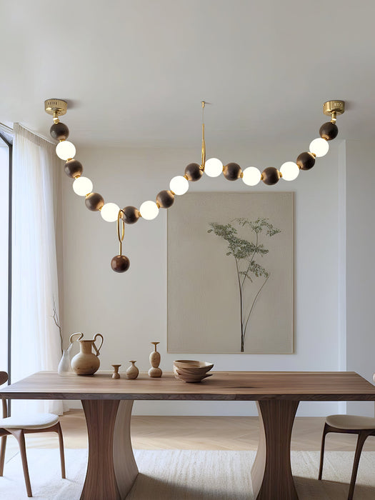 Walnut Bead Necklace Chandelier.