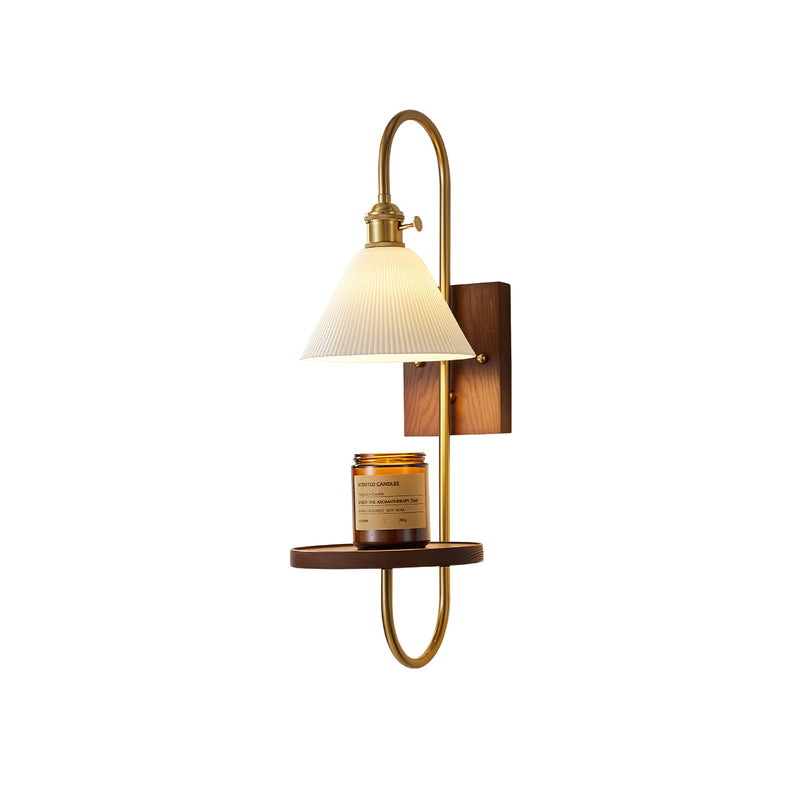 Walnut Shelf Sconce-DWHOME