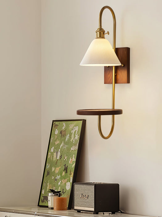 Walnut Shelf Sconce-DWHOME
