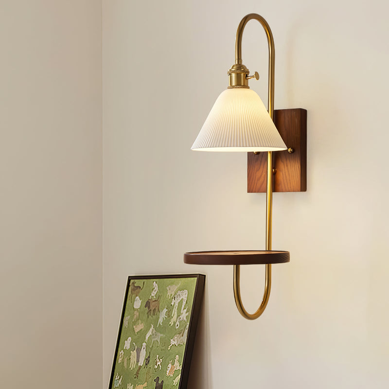 Walnut Shelf Sconce-DWHOME