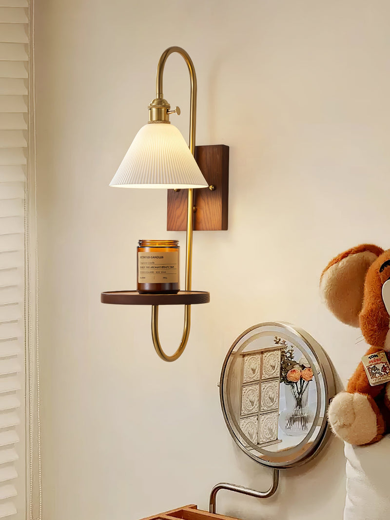 Walnut Shelf Sconce-DWHOME