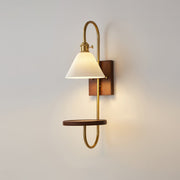 Walnut Shelf Sconce-DWHOME